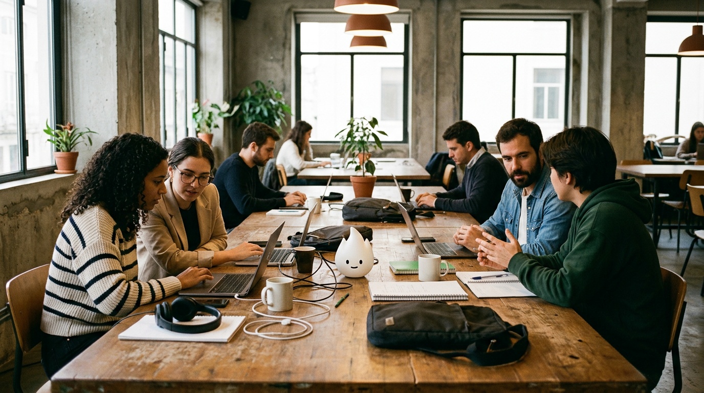 What's the difference between a traditional office and a modern coworking space in Lisbon?