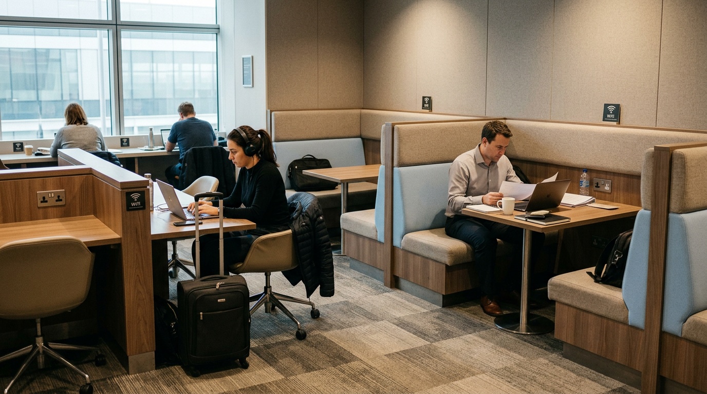 Best coworking space at Heathrow Terminal 5 for remote workers on a tight budget.