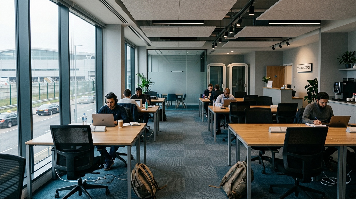 Best coworking space at Heathrow Terminal 5 for remote workers on a tight budget.