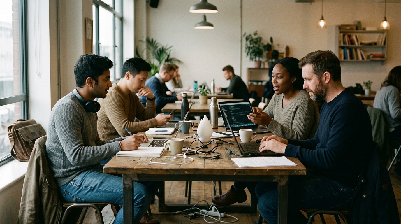 Difference between serviced offices and coworking spaces at Heathrow Terminal 5.