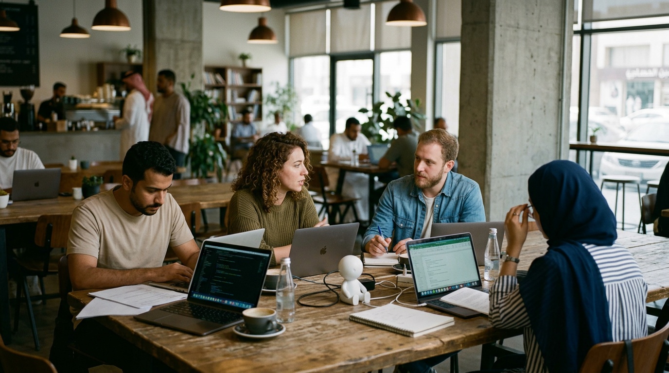 Is using a workspace marketplace worth it for a startup expanding into Saudi Arabia without a local office?
