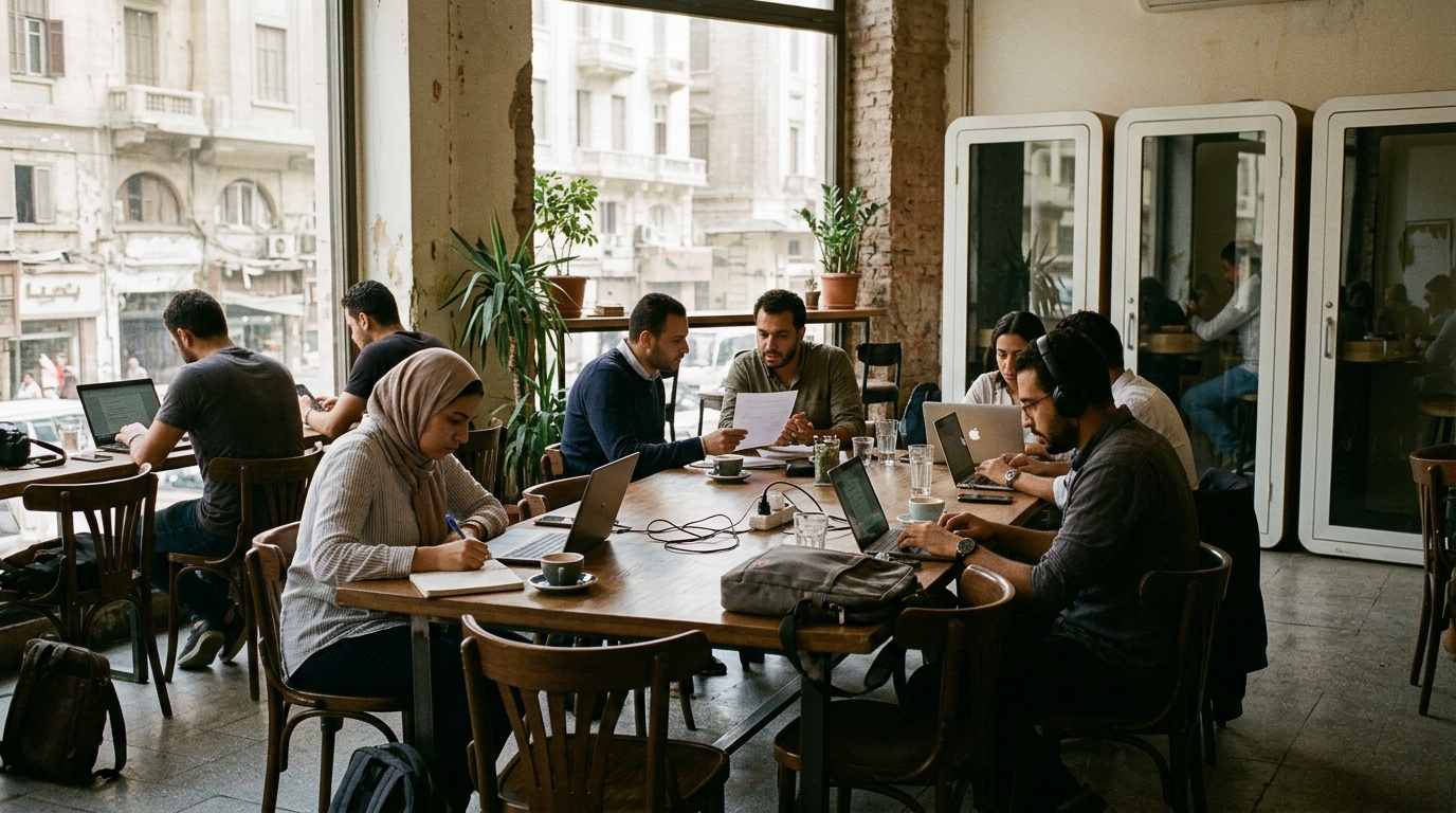 Looking for a quiet coworking space in Cairo with private phone booths.