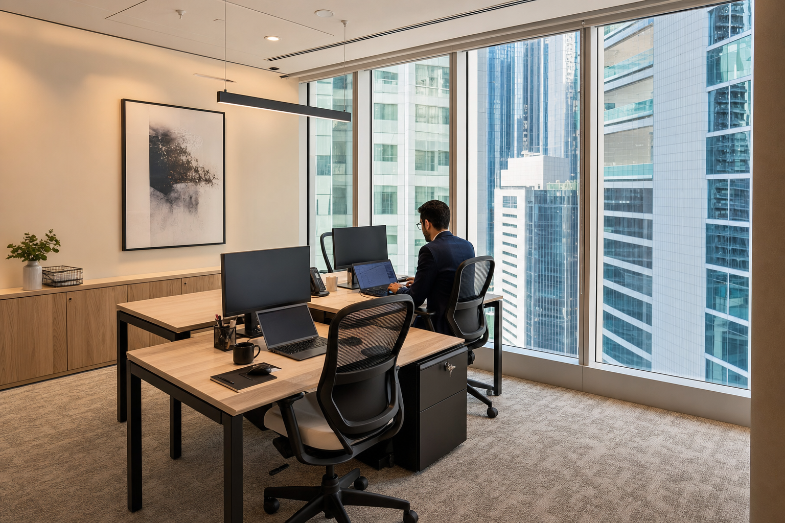 Private office rental cost DIFC vs Business Bay