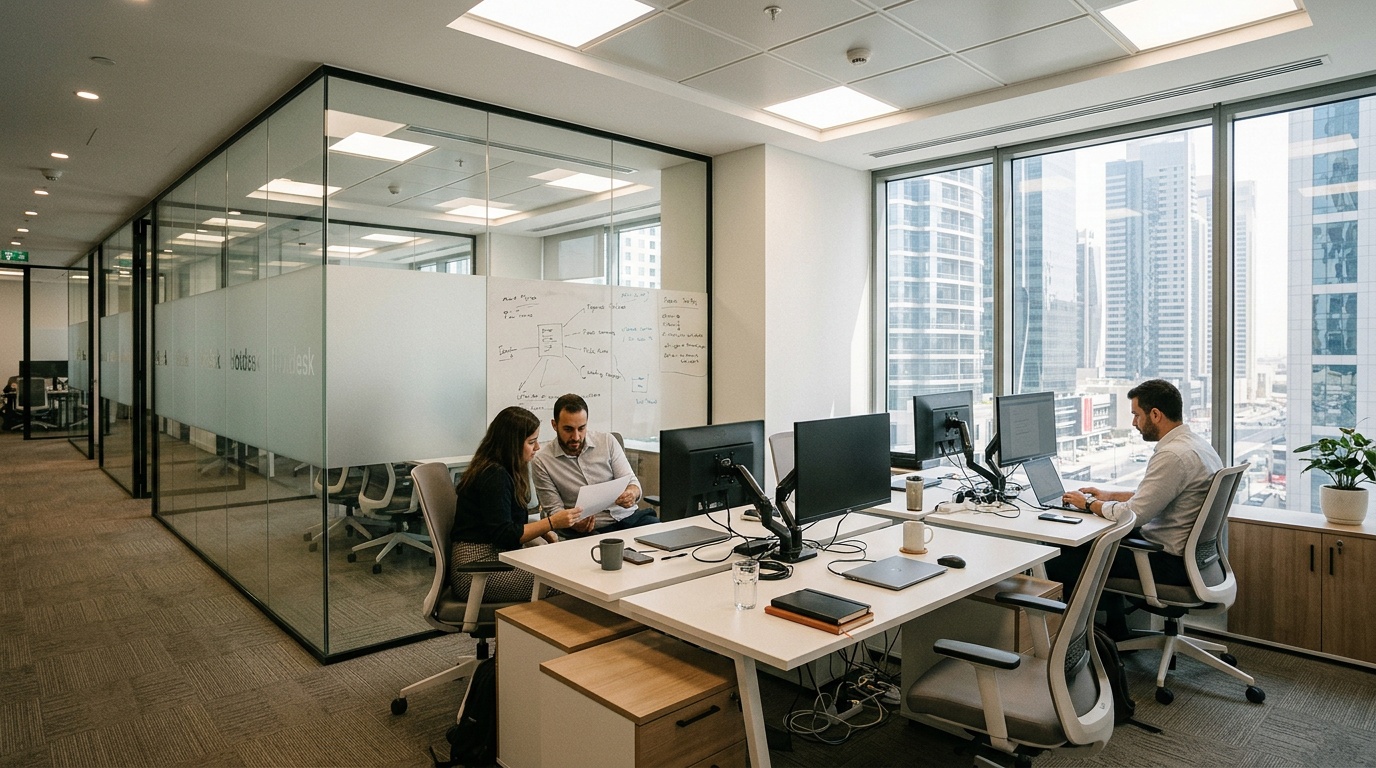 Private office rental cost DIFC vs Business Bay