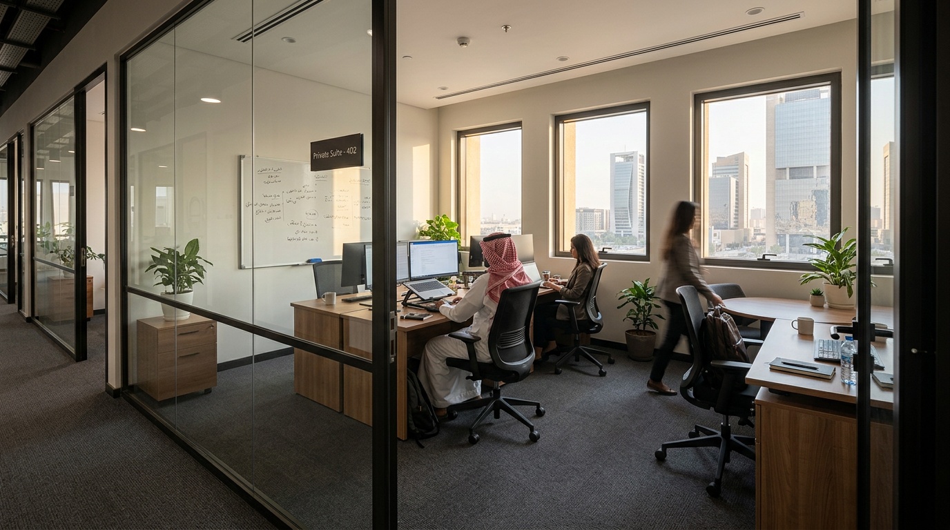 private office vs shared coworking space in Riyadh