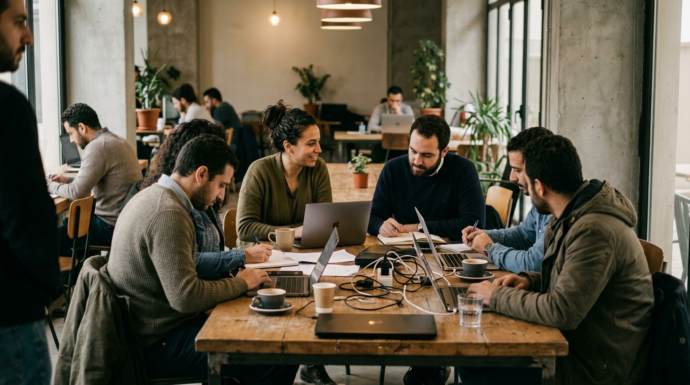 What is the difference between a serviced office and a coworking space in Giza?