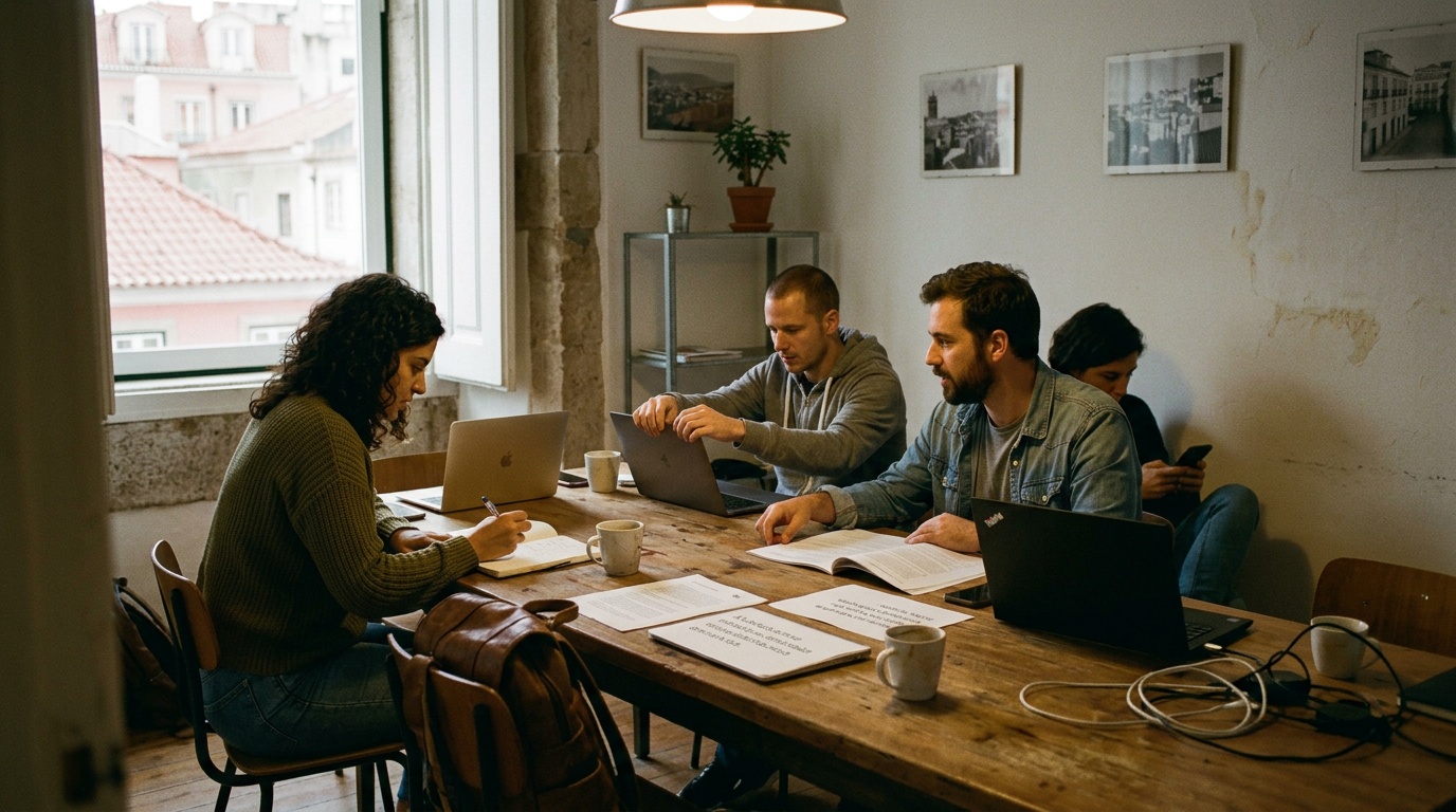 What's the difference between a traditional office and a modern coworking space in Lisbon?