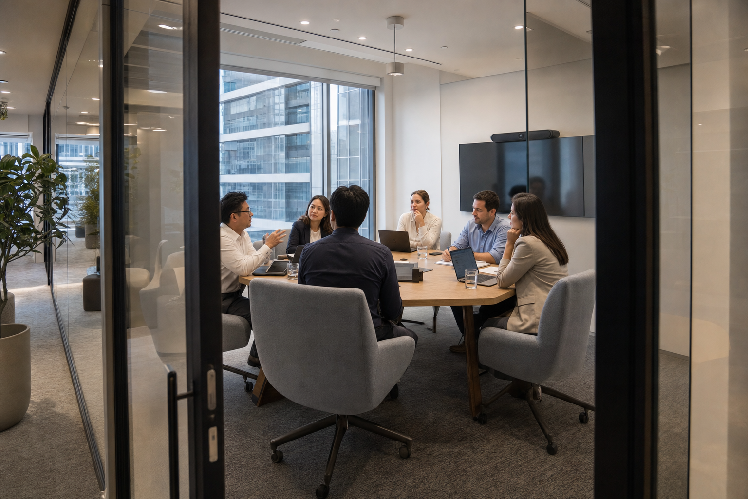 Which is better for a small team: a 6-person meeting room or a private office?
