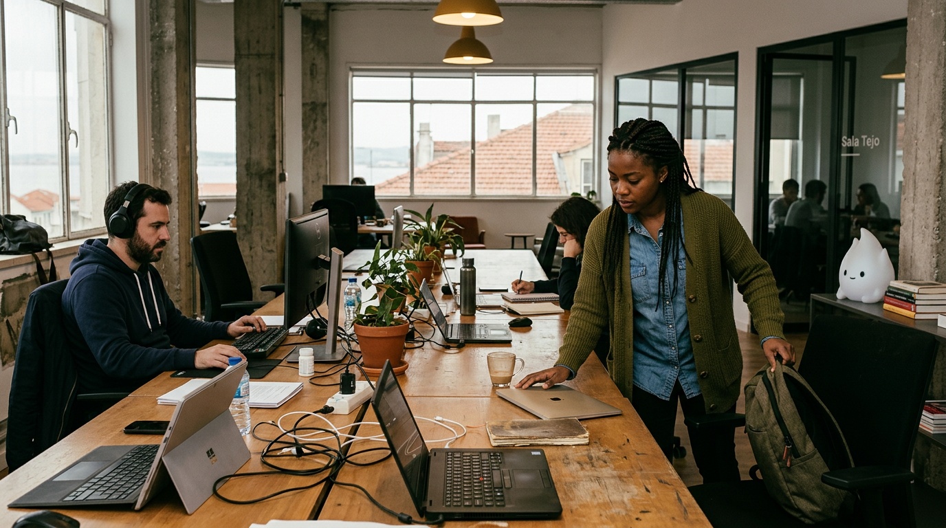 Which Lisbon coworking spaces have meeting rooms available for booking?