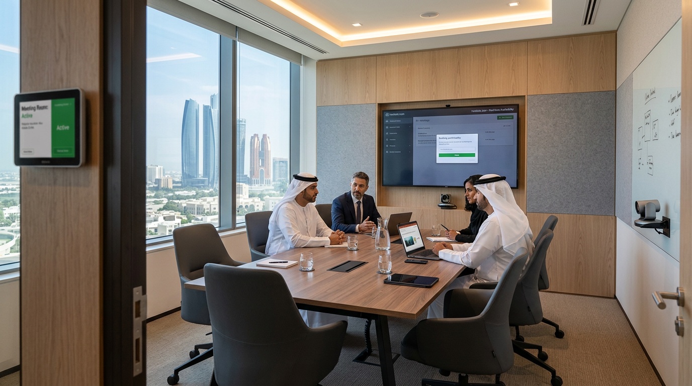 Calendar interface showing real-time availability for meeting rooms