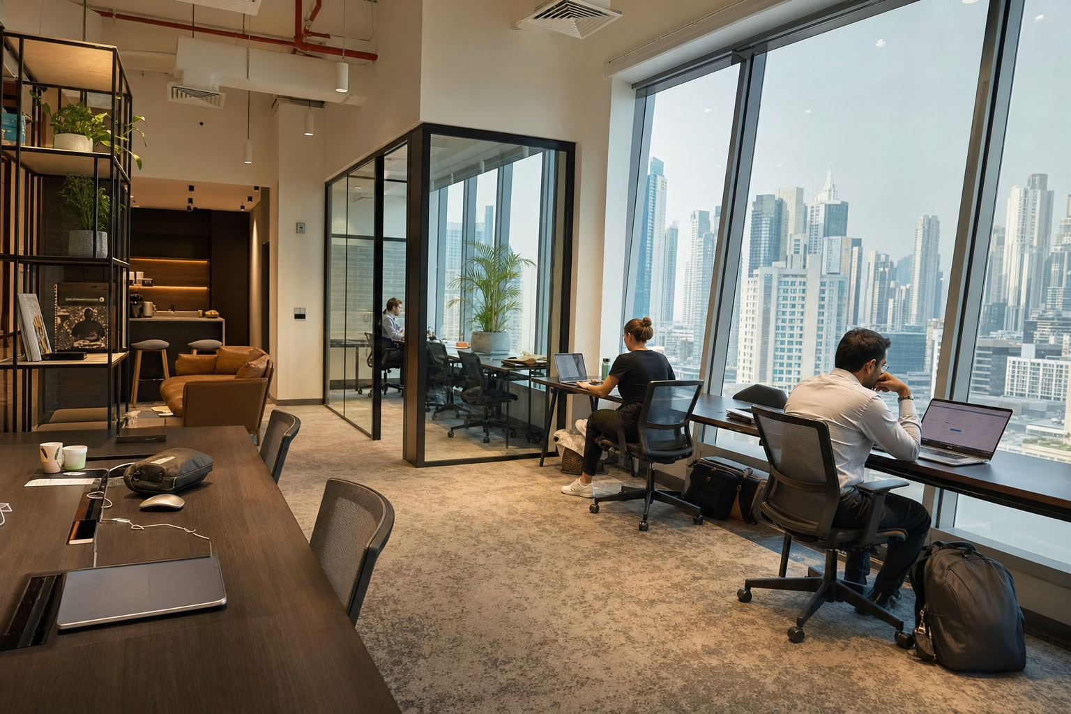 What's the difference between a private office and a hot desk in a Dubai coworking space?