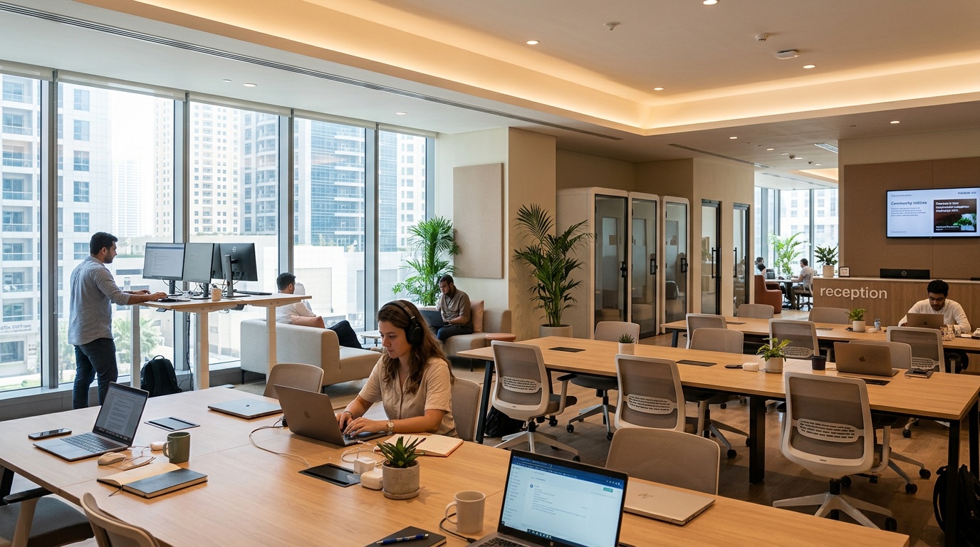 Shared coworking desks in Dubai for remote professionals