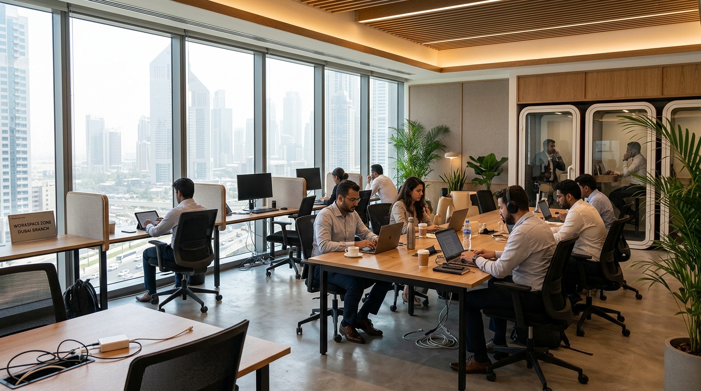 Private call area inside a Dubai coworking space