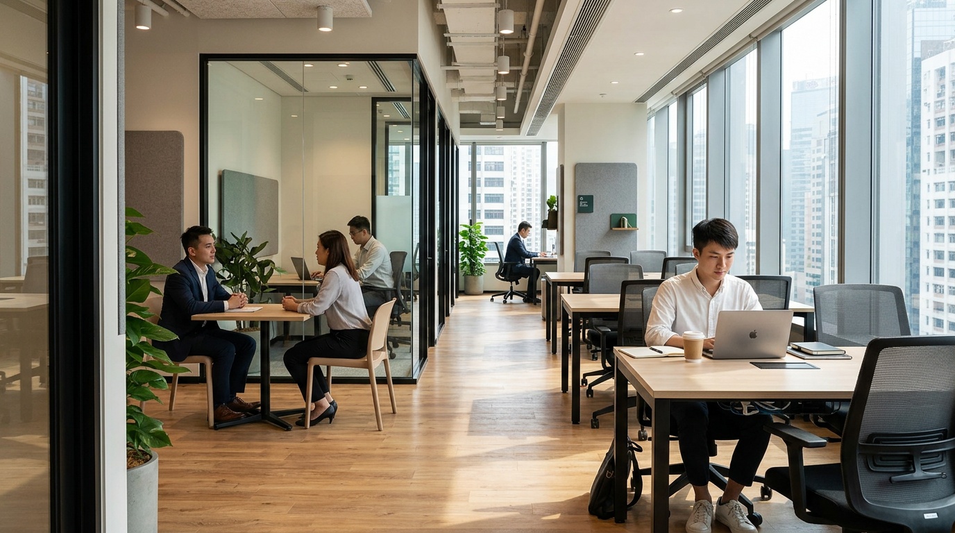 Desk and workspace options for comparing monthly and daily passes in Hong Kong