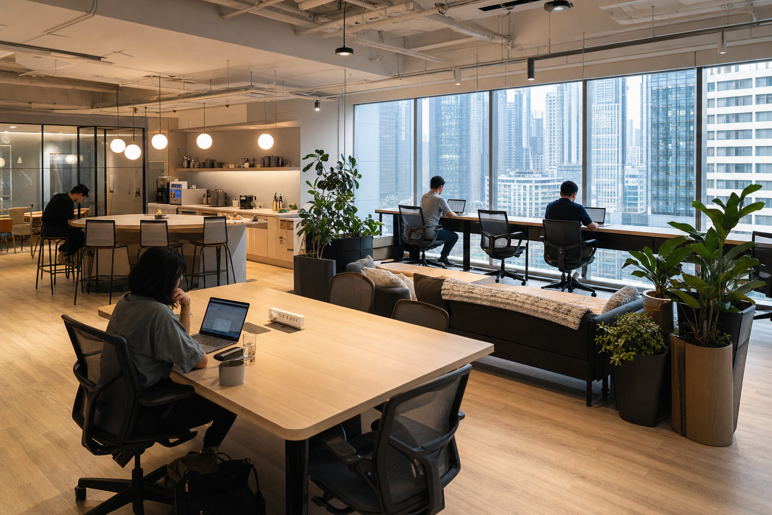 I'm a digital nomad visiting Hong Kong, which business center should I choose for short-term rentals?