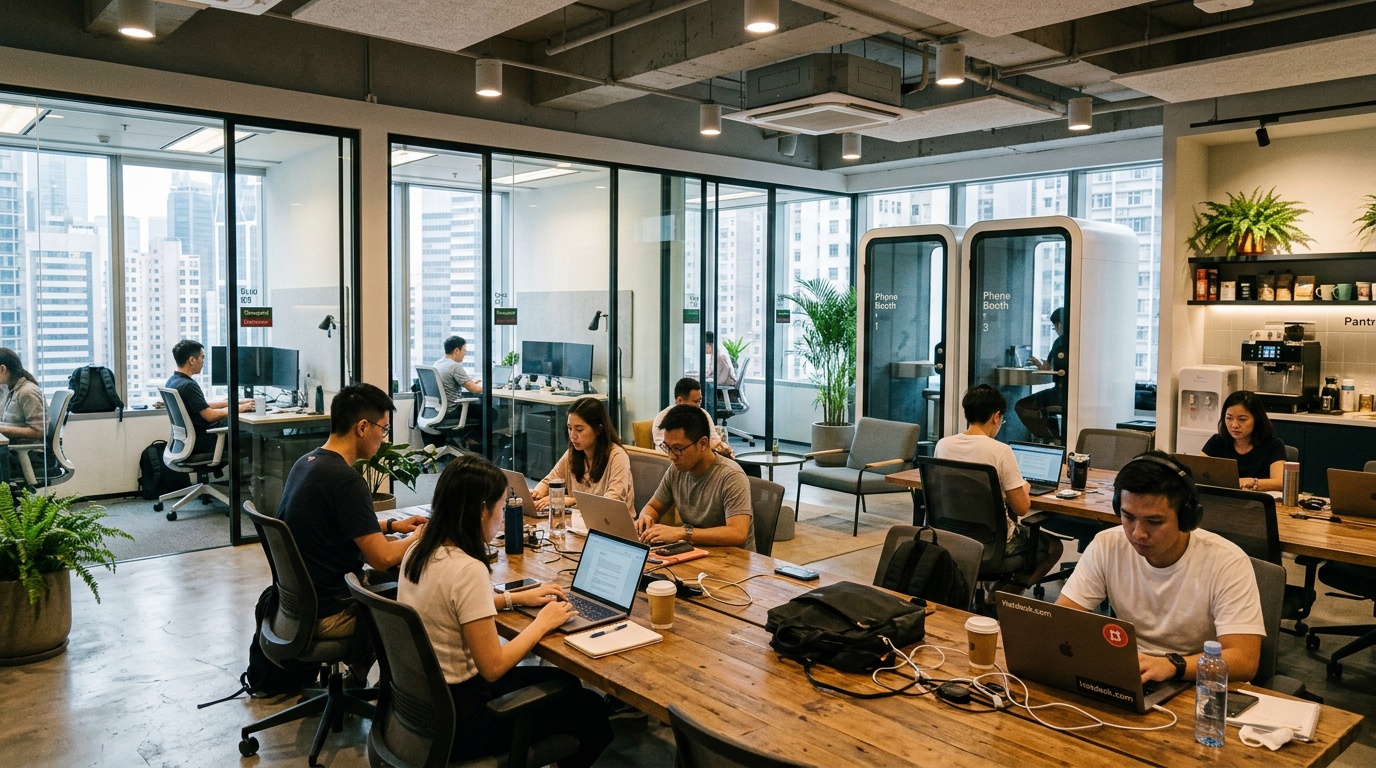 Hot desk and private office options for flexible work in Hong Kong